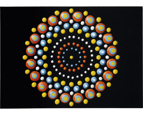 Peinture à points décorative sur fond noir