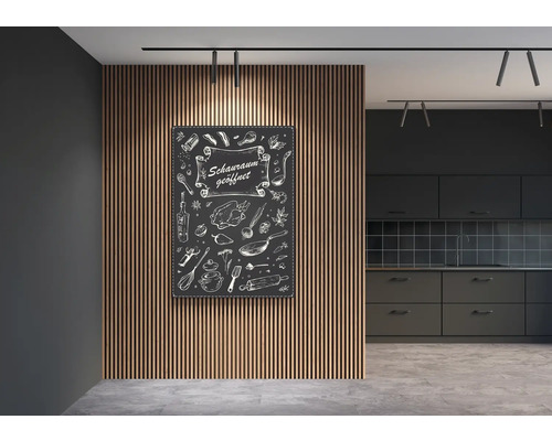 Affiche décorative sur le thème de la cuisine, montée sur un mur