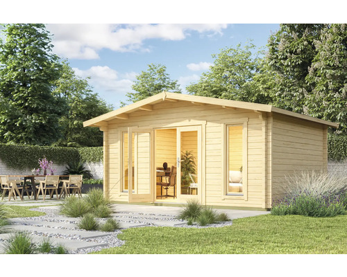 Gartenhaus Outdoor Life Elgin 70 mm inkl. Fussboden 480 x 360 cm natur