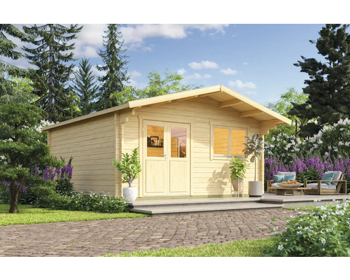 Abri de jardin Outdoor Life Spiekeroog 3 avec avancée de toit, plancher 480 x 480 cm nature