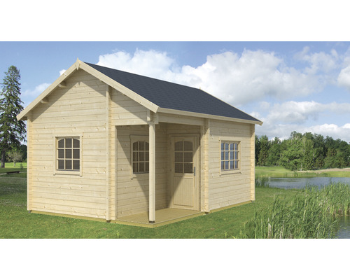 Abri de jardin en bois avec véranda couverte et fenêtres