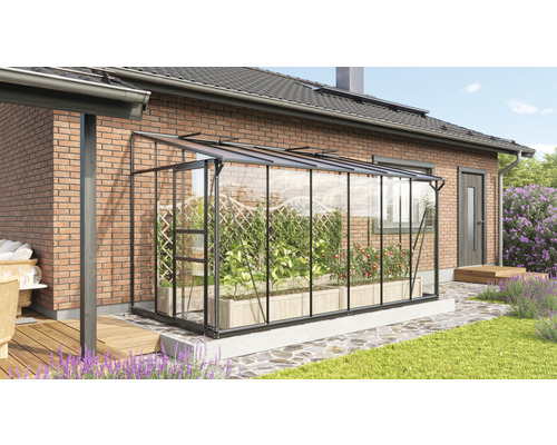 Gewächshaus mit Pflanzen im Garten