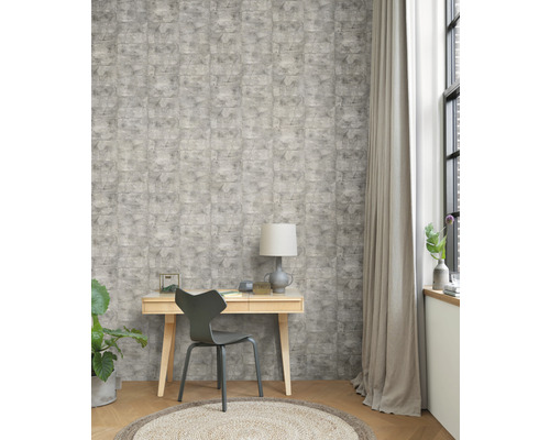 Bureau avec papier peint en pierre, bureau et chaise