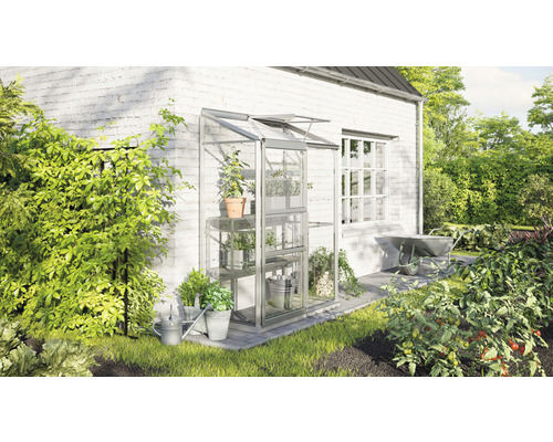 Serre de jardin adossée en verre trempé Qube Lean-to 68 – 4,7 m² - Halls