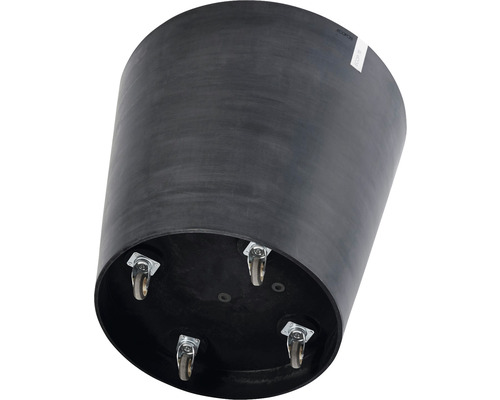 Schwarzer Pflanzkübel mit Rollen für den Aussenbereich