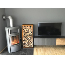 Kaminholzunterstand Palatino Corten mit Rückwand 55 x 40 x 120 cm braun