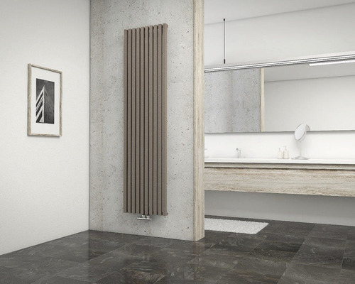 Radiateur design SCHULTE Lyon 1800x462 mm café brun avec raccordement au centre sans porte-serviettes