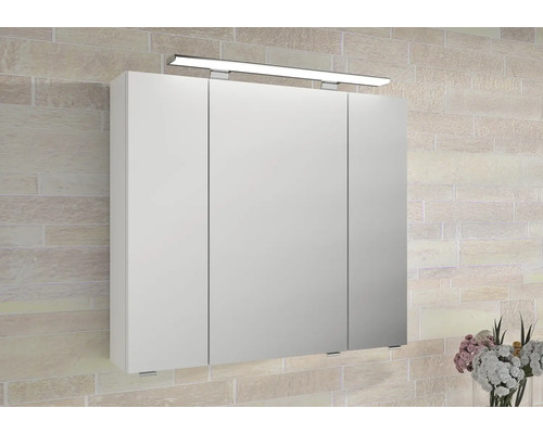 Armoire de toilette à trois portes avec éclairage pour la salle de bain