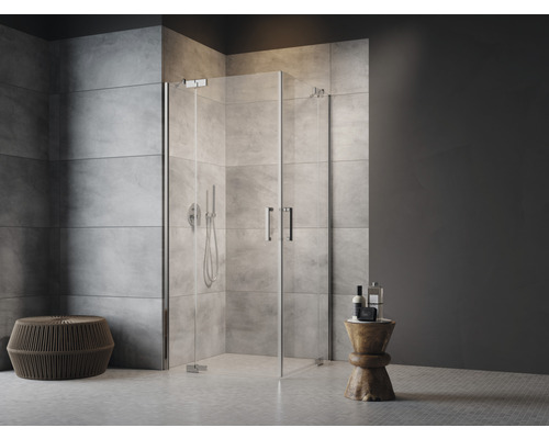 Salle de bain moderne avec douche à l''italienne et paroi en verre