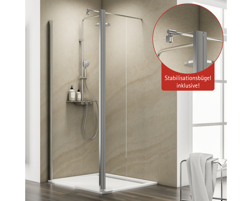 Duschabtrennung mit Stabilisierungsbügel