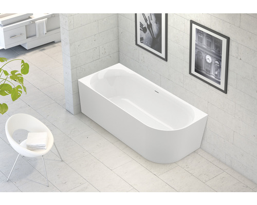 Baignoire gain de place semi-îlot OTTOFOND Afinar Corner 80 x 180 cm blanc brillant lisse 703944