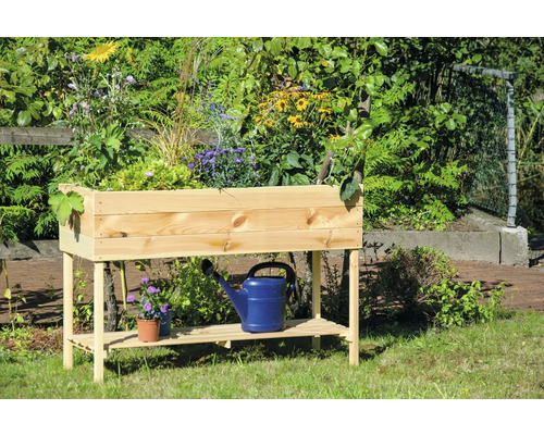 Hochbeet auf Stelzen dobar inkl. Ablage, Folie 117 x 40 x 78 cm natur