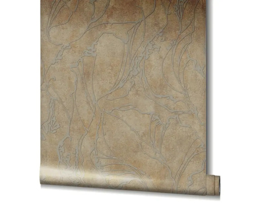 Rouleau de papier peint vinyle beige avec motif floral pour la décoration murale