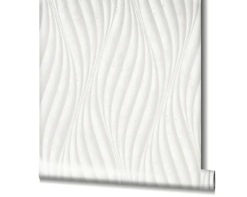 Rouleau de papier peint blanc avec motif ondulé 3D