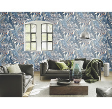 Vliestapete 689501 Rhapsody blätter blau