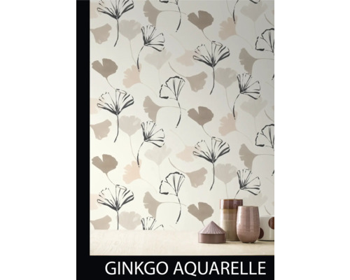Tapete mit Ginkgo Aquarell Muster