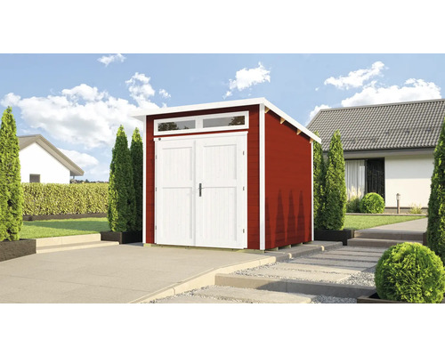 Abri de jardin weka 264 taille 2 avec imposte, plancher 287 x 330 cm rouge suédois Abri de jardin weka 264 taille 2 avec imposte, plancher 287 x 330 cm rouge suédois