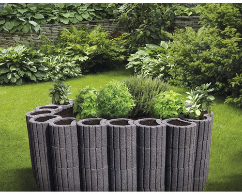 Set de jardinière surélevée anneau de plantation anthracite 192x132x80 cm Jardinière surélevée circulaire en pierres de béton dans le jardin avec plantations