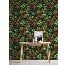 Vliestapete 37216-5 Greenery Blumen rot grün