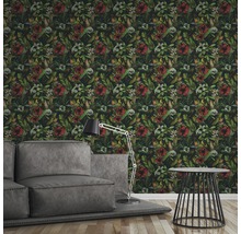 Vliestapete 37216-5 Greenery Blumen rot grün