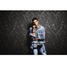 Dekorative Wand mit floralem Muster in Gold