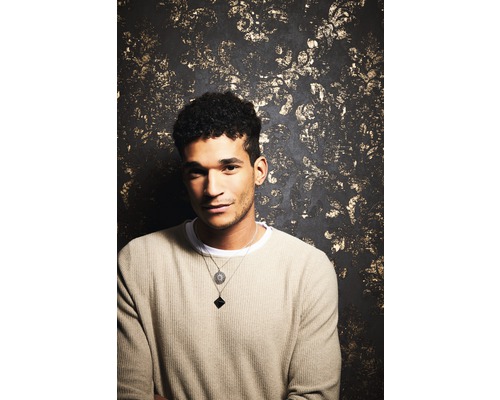 Porträt eines Mannes vor einer verzierten Wand