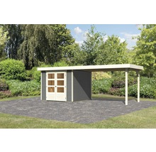 Holzgartenhaus mit Carport im Aussenbereich