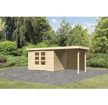 Gartenhaus Karibu Kodiak 5 inkl. Schleppdach 2,4 m und Rückwand 554 x 262 cm natur