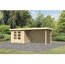 Abri de jardin en bois avec double porte et toit plat dans le jardin