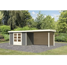 Holzgartenhaus mit Anbau im Garten