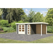 Gartenhaus mit Anbau aus Holz im Garten