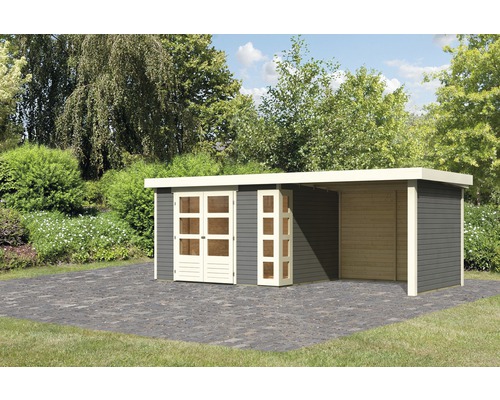 Abri de jardin avec double porte et dépendance à l''extérieur