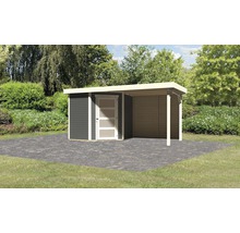 Gartenhaus mit Überdachung im Garten