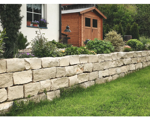 Pierre de construction FLAIRSTONE en calcaire du Jura allemand gris jaune 25/50x15/25x10/15 cm PAL = 2 m² de surface