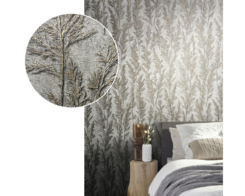 Papier peint avec motif d''herbe dans la chambre à coucher