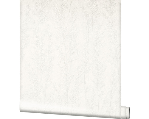 Rouleau de papier peint blanc avec motif de plantes