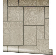 Papier peint aspect bois avec motifs carrés