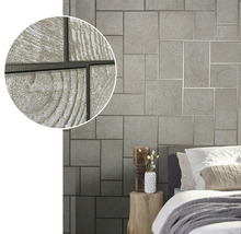 Décoration murale avec des panneaux aspect bois dans la chambre