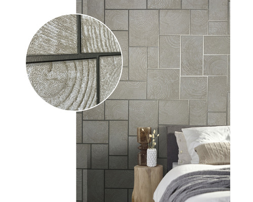 Décoration murale avec des panneaux aspect bois dans la chambre