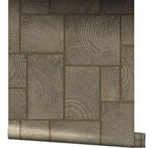 Rouleau de papier peint avec motif de rondelles de bois