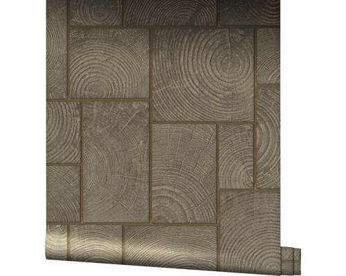 Rouleau de papier peint avec motif de rondelles de bois