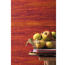 Mur décoratif avec texture à rayures horizontales et panier de pommes