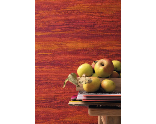 Mur décoratif avec texture à rayures horizontales et panier de pommes