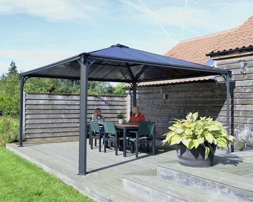 Pavillon Palram – Canopia Palermo Premium 4300 Garden Gazebo inkl. Vorhangset 429 x 429 cm anthrazit