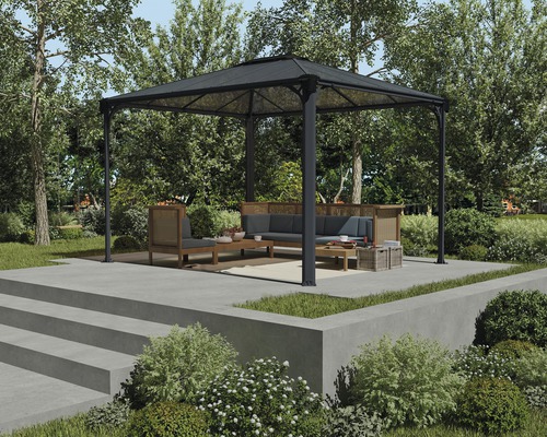 Pavillon PALRAM Martinique 3600 Premium Garden Gazebo set de rideaux inclus 360 x 295,5 cm anthracite-0