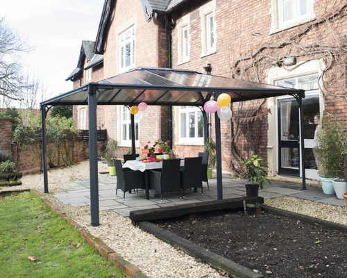 Pavillon PALRAM Martinique 5000 Premium Garden Gazebo set de rideaux inclus 493 x 359 cm anthracite