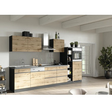 Bloc cuisine complète Held Möbel PISA 330 cm façade chêne sauvage mate, corps graphite variante réversible