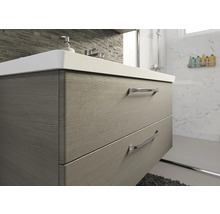 Meuble de salle de bain avec tiroirs et texture bois