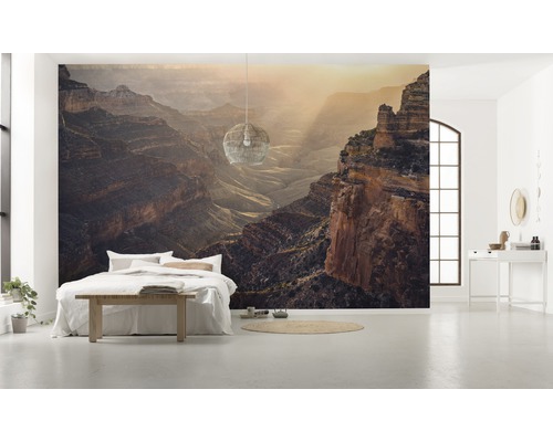 Chambre à coucher avec papier peint photo d''un paysage de canyon
