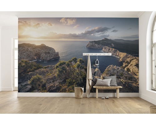 Pièce avec papier peint photo avec paysage côtier